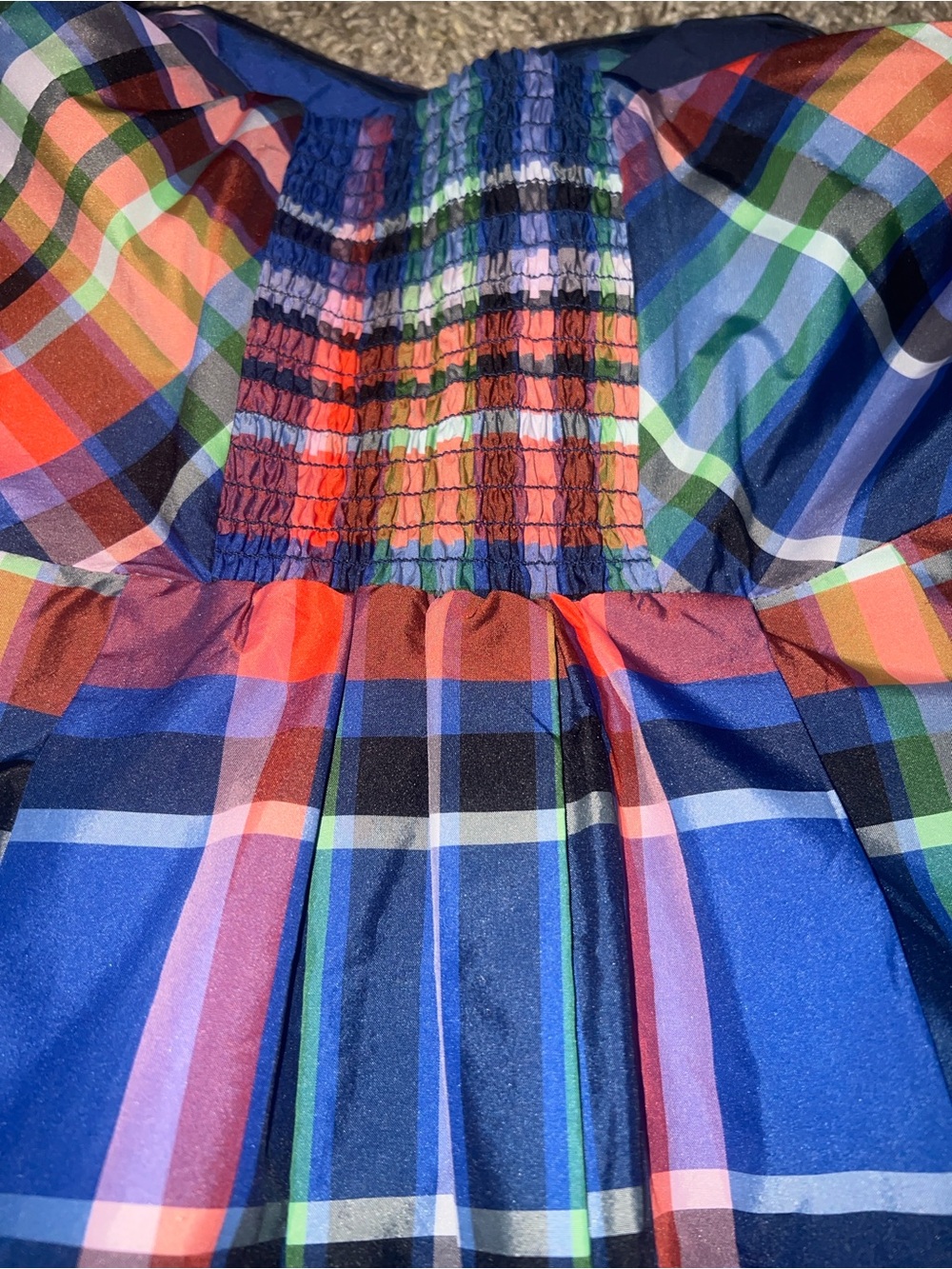 Anthropologie Strapless Plaid Midi Dress in Blue red and Green size 4 - Picture 6 of 8